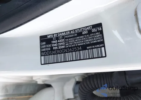 2016 Mercedes-Benz Cla 250 из США, поврежденный, VIN WDDSJ4EB0GN362534